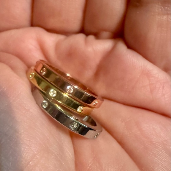 Water Resistance Crystal Tri Color Stackable infinity Rings. New Size 7 - Picture 5 of 9